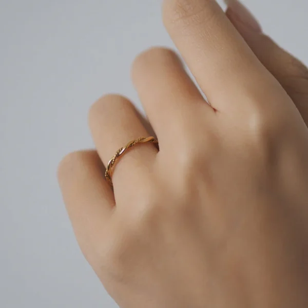 Minimalist Stainless Steel Geometric Twist Knot Rings for Women 18k Gold Plated Braided Rings Waterproof Jewelry - Image 4