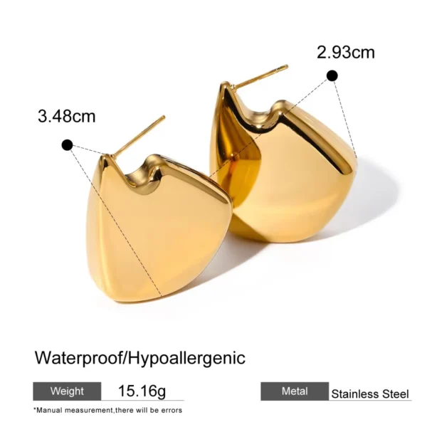 Tarnish Free 18K Gold Pleated Geometric Stud Earrings Women Minimalist Stainless Steel Earring Waterproof Jewelry - Image 6