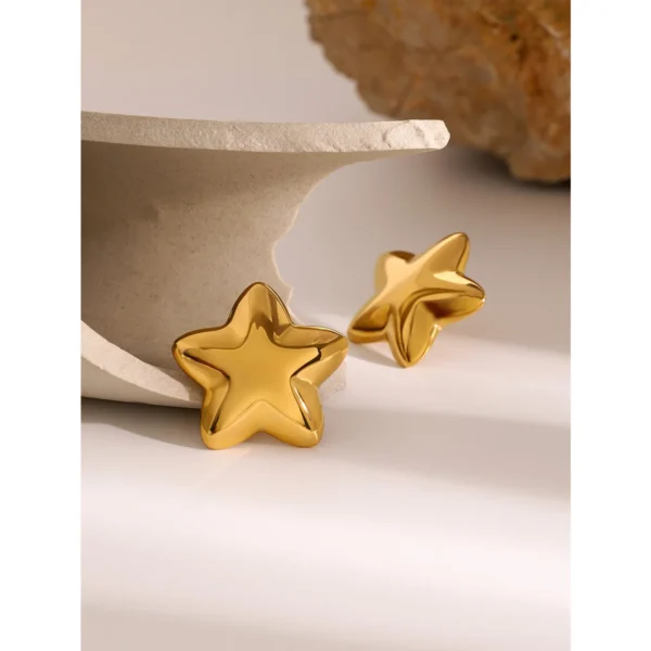Wholesale Dainty Stainless Steel Star Stud Earrings Women Waterproof Chunky 18K Gold Plated Statement Earring Jewelry - Image 4