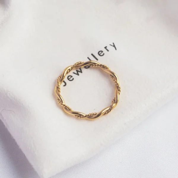 Minimalist Stainless Steel Geometric Twist Knot Rings for Women 18k Gold Plated Braided Rings Waterproof Jewelry - Image 3