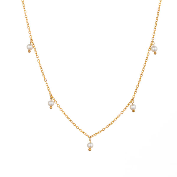 Dainty Freshwater Pearl Beads Choker Necklace for Women Fashion Jewelry 18K Gold Plated Stainless Steel Chain Necklaces Ladies - Image 5