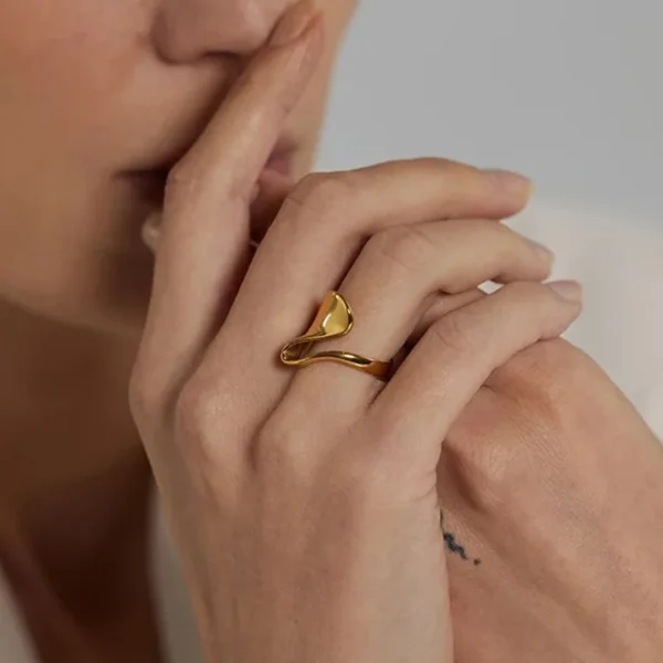 Fashion 18K Gold Plated Irregular Finger Rings for Women Dainty Stainless Steel Statement Rings Tarnish Free Jewelry Wholesale - Image 4