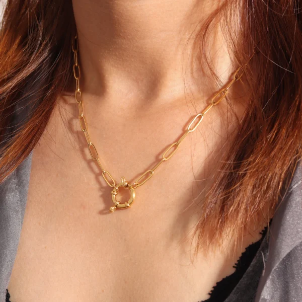 Tarnish Free Jewelry 18K Gold Plated Single Snake Chain For Removable Charms Interlocking Herringbone Choker Necklace Women - Image 3