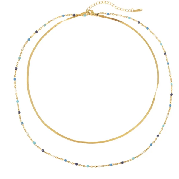 Designer 18k Gold Plated Snake Layered Choker Necklace Women Dainty Stainless Steel Beads Double Row Boho Jewelry Gift for Her - Image 6