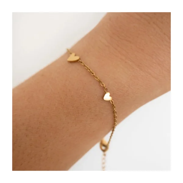 Tarnish Free 18K Gold Plated Tiny Heart Bracelets Necklace for Women Ladies Dainty Stainless Steel Chains Choker Necklace