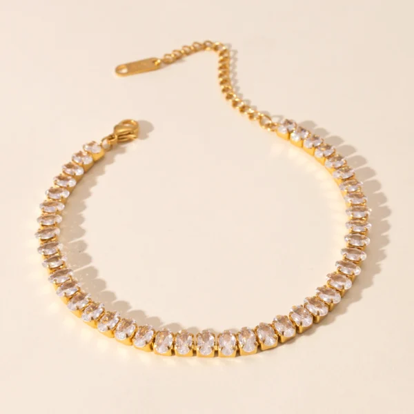 Dainty Stainless Steel Chain Bracelet for Women Designer 18K Gold Plated Cubic Zirconia Tennis Chain Bracelet Set Jewelry - Image 5