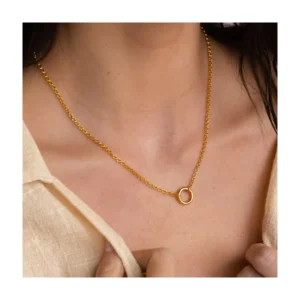 Minimalist Dainty Stainless Steel Round Push Clasp Necklace Women Designer 18k Gold Plated Charm Necklaces Non Tarnish Jewelry