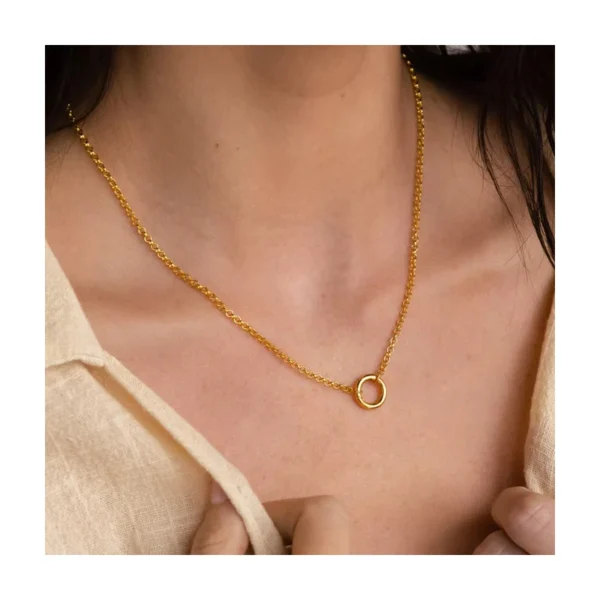Minimalist Dainty Stainless Steel Round Push Clasp Necklace Women Designer 18k Gold Plated Charm Necklaces Non Tarnish Jewelry