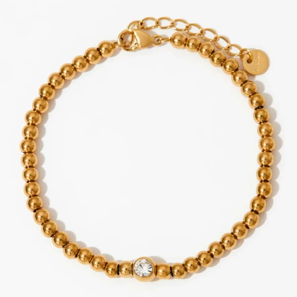 Minimalist 18k Gold Plated Layered Zircon Beads Chain Bracelet Women Stainless Steel Gemstone Cuban Snake Bracelet Jewelry - Image 6