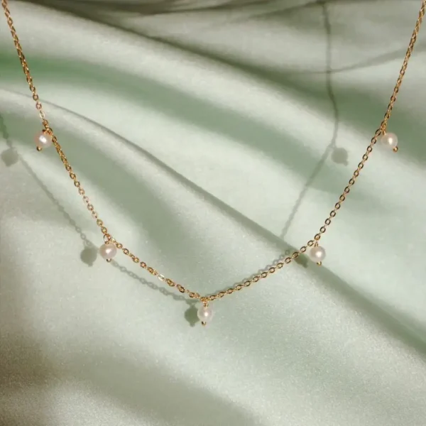 Waterproof 18K Gold Plated Pearls Tassel Choker Necklace Women Stainless Steel LInk Chain Baroque Pearl Pendant Necklace Jewelry - Image 3