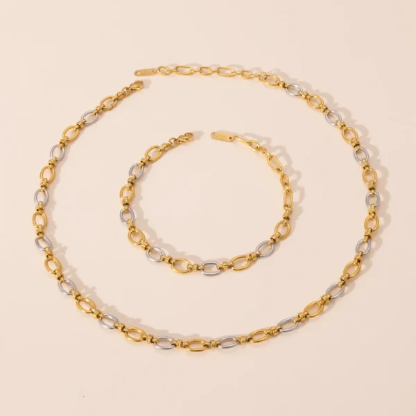 Minimalist 18k Gold Plated Paper Clip Link Chain Necklaces for Women Stainless Steel Gold Silver Choker Necklace Set Jewelry - Image 4