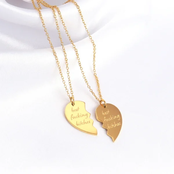 Minimalist Breakable Heart Half Heart Couple Necklace Custom Personalized Stainless Steel Split Broken Pendant Necklace Jewelry - Image 4