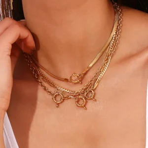 Minimalist 18K Gold Plated Single Snake Cuban Curb Cable Different Removable Charms Interlocking Chain Choker Necklace for Women