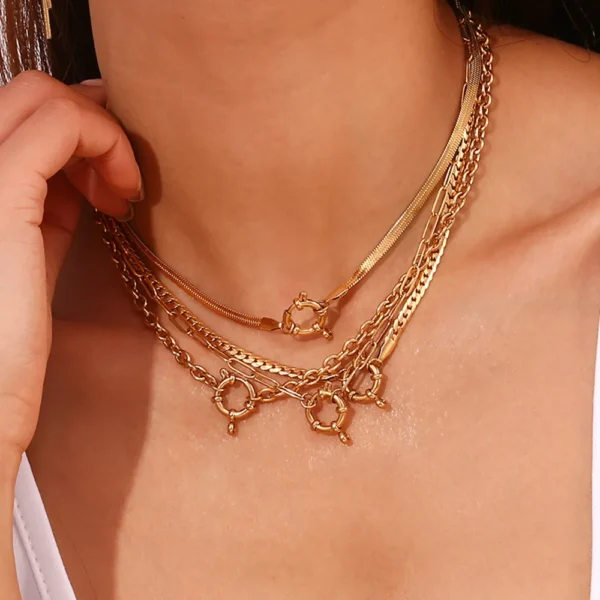 Minimalist 18K Gold Plated Single Snake Cuban Curb Cable Different Removable Charms Interlocking Chain Choker Necklace for Women