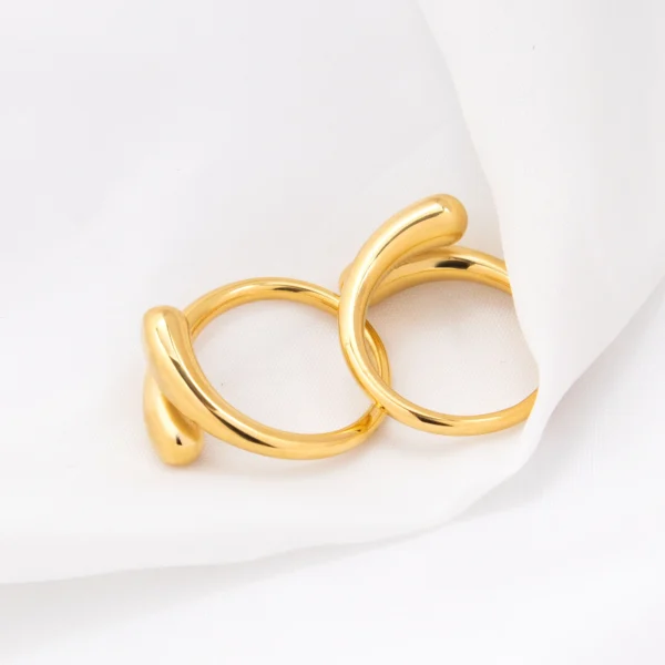Glossy Tarnish Free Stainless Steel Snake Shape Ring Design 18K Gold Plated Cross Open Rings Jewelry for Women - Image 5