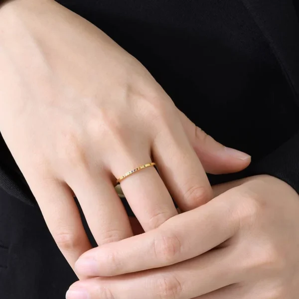 Dainty 18k Gold Plated Stainless Steel Wedding Ring Jewelry Ladies 1mm Cubic Zirconia Fingers Rings for Girls - Image 4