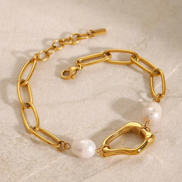 Minimalist 18k Gold Plated Stainless Steel Chain Pendant Necklaces for Women Fashion Freshwater Pearl Necklace Set Jewelry - Image 4