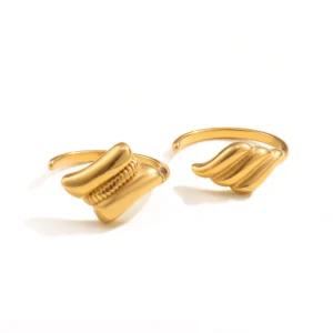Hypoallergenic 18K Gold Plated Irregular Rings Women Designer Dainty Stainless Steel Open Ring Waterproof Jewelry