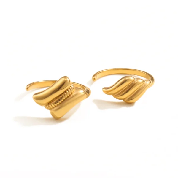 Hypoallergenic 18K Gold Plated Irregular Rings Women Designer Dainty Stainless Steel Open Ring Waterproof Jewelry