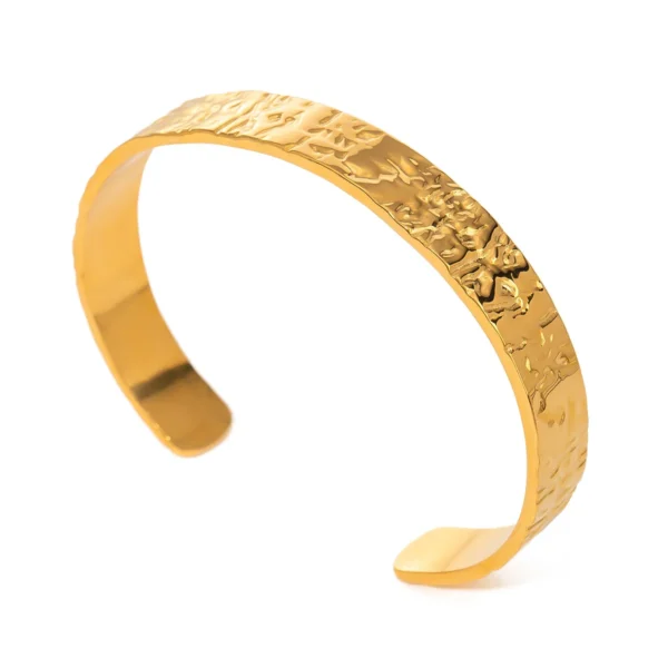 Tarnish Free Jewelry 18k Gold Plated Open Wave Bangle for Women Dainty Stainless Steel Simple Style Polished Cuff Bracelet - Image 6