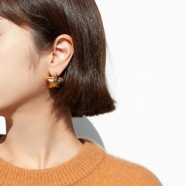 Wholesale Dainty Stainless Steel Star Stud Earrings Women Waterproof Chunky 18K Gold Plated Statement Earring Jewelry - Image 5