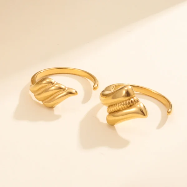 Hypoallergenic 18K Gold Plated Irregular Rings Women Designer Dainty Stainless Steel Open Ring Waterproof Jewelry - Image 6