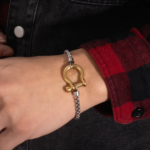 Minimalist 18K Gold Plated Box Chain Bracelets Jewelry Tarnish Free Stainless Steel Horseshoe Clasp Bracelet for Women Men - Image 5