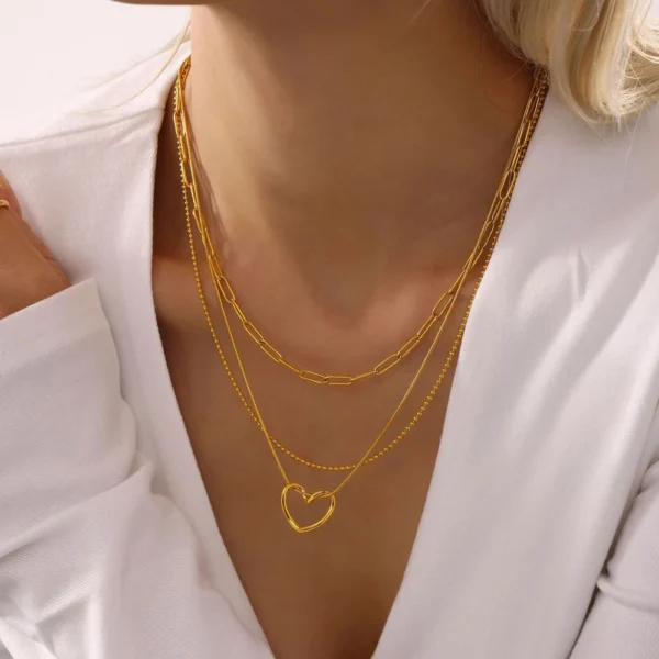 Dainty 18K Gold Plated Irregular Love Heart Pendants for Necklace Minimalist Stainless Steel Snake Necklace Jewelry Women - Image 3