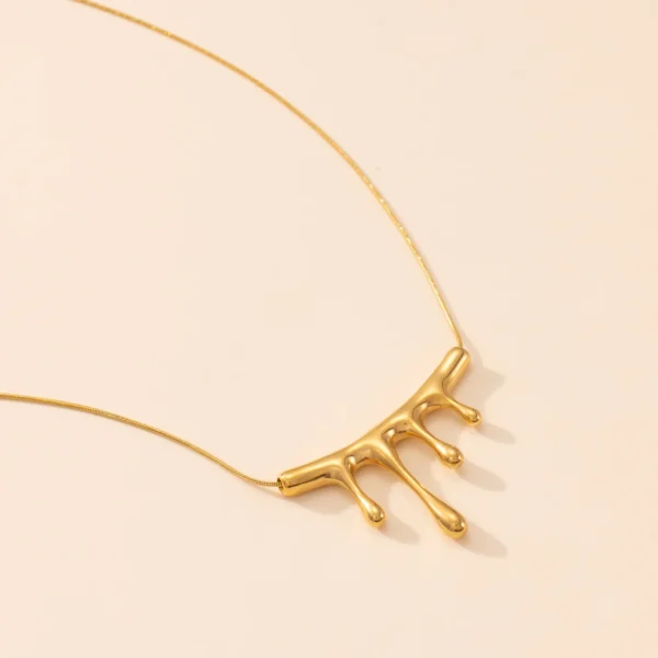 Minimalist 18k Gold Plated Thin Snake Chain Necklaces Women Design Fashion Jewelry Stainless Steel Water Drop Pendant Necklace - Image 4
