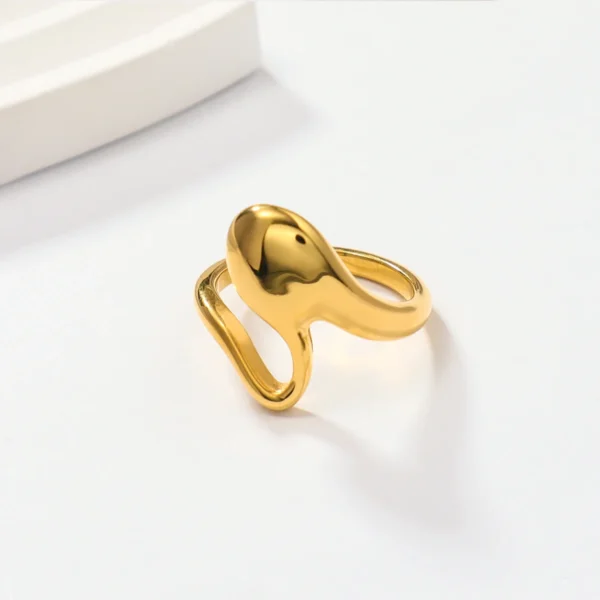 Fashion 18K Gold Plated Irregular Finger Rings for Women Dainty Stainless Steel Statement Rings Tarnish Free Jewelry Wholesale - Image 3