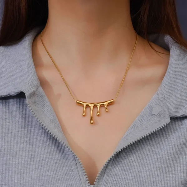 Minimalist 18k Gold Plated Thin Snake Chain Necklaces Women Design Fashion Jewelry Stainless Steel Water Drop Pendant Necklace - Image 2