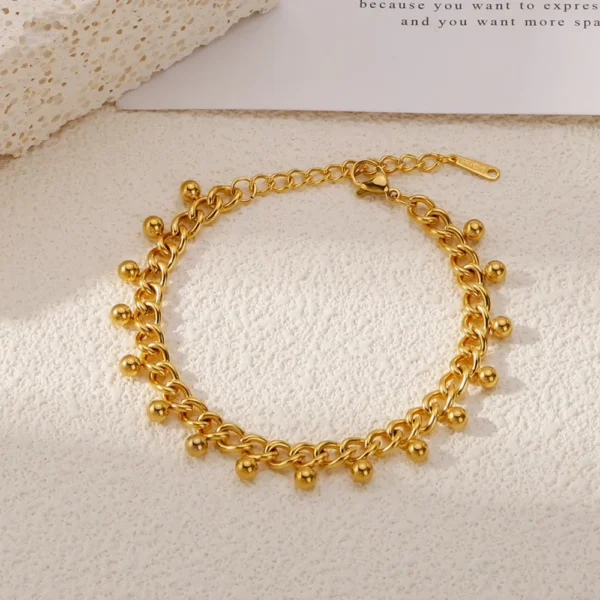 Minimalist Stainless Steel Chains Choker Necklace Jewelry for Women Fashion 18k Gold Plated Beads Tassel Bracelet Necklace Set - Image 4