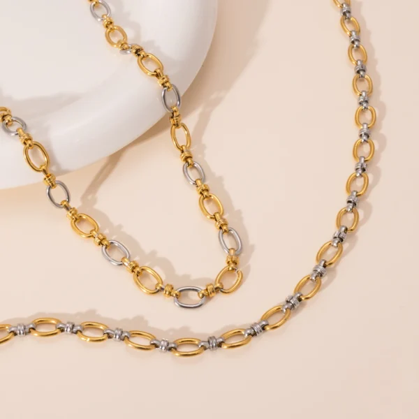 Minimalist 18k Gold Plated Paper Clip Link Chain Necklaces for Women Stainless Steel Gold Silver Choker Necklace Set Jewelry - Image 6