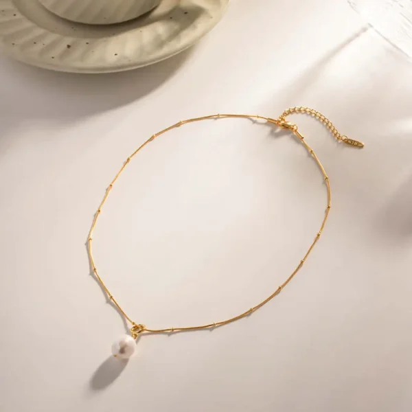 Tarnish Free 18K Gold Plated Stainless Steel Chian Choker Necklaces for Women Freshwater Pearl Pendant Necklace Jewelry - Image 5
