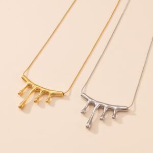 Minimalist 18k Gold Plated Thin Snake Chain Necklaces Women Design Fashion Jewelry Stainless Steel Water Drop Pendant Necklace