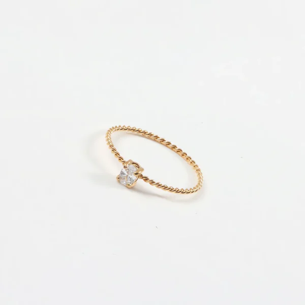 Dainty 18K Gold Plated Stainless Steel Thin Twist Ring Fashion Jewelry Zircon Wedding Rings for Girls - Image 6