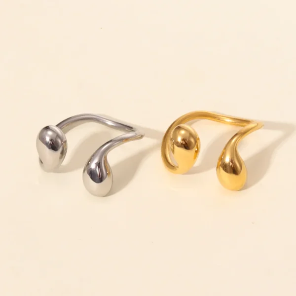 Minimalist 18K Gold Plated Tear Drop Smooth Open Ring for Women Chunky Dainty Stainless Steel Open Hypoallergenic Ring Jewelry - Image 5