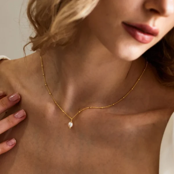 Designer 18K Gold Plated Stainless Steel Chian Choker Necklaces Women Freshwater Pearl Pendant Necklace Tarnish Free  Jewelry - Image 6