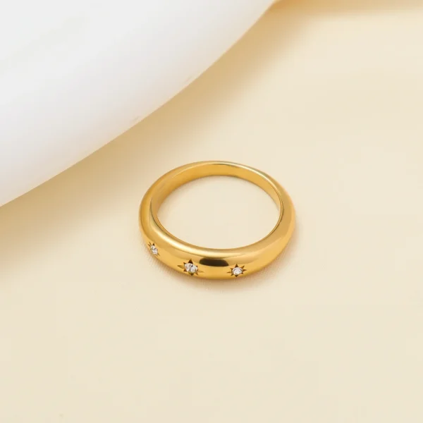 Fashion Minimalist 18K Gold Plated Cubic Zircon Star Finger Rings Women Dainty Stainless Steel Wedding Ring Tarnish Free Jewelry - Image 2