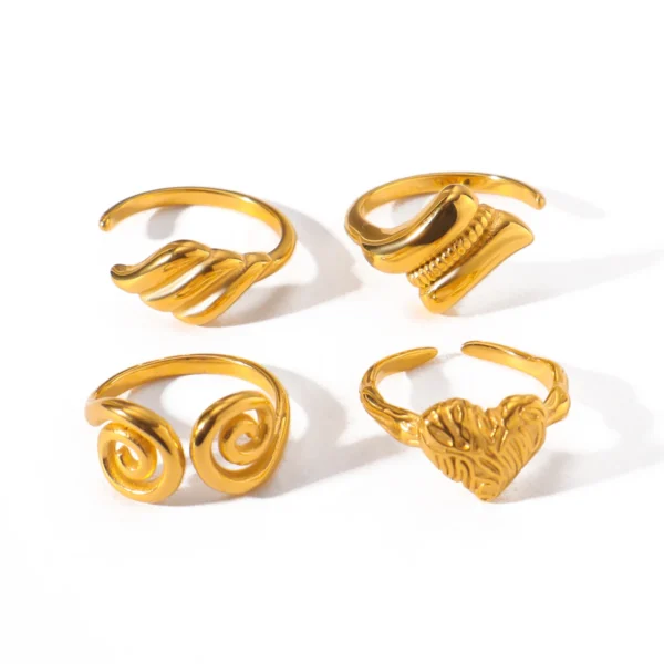 New Design Fashion 18K Gold Plated Irregular Rings Women Tarnish Free Stainless Steel Heart Open Ring Jewelry Hypoallergenic - Image 5