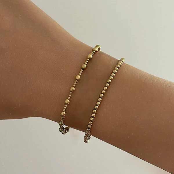 Minimalist 18k Gold Plated Stainless Steel Beaded Stacked Bracelet Femme Waterproof Dainty Paperclip Snake Rope Bracelets Women - Image 4