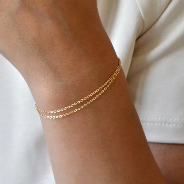 Minimalist 18k Gold Plated Stainless Steel Initial Letter Disk Bracelets Women Waterproof Dainty Thin Chain Bracelet Jewelry - Image 4