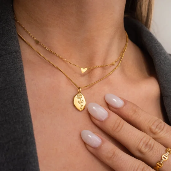 Tarnish Free 18K Gold Plated Tiny Heart Bracelets Necklace for Women Ladies Dainty Stainless Steel Chains Choker Necklace - Image 5