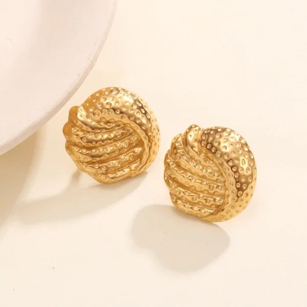 Tarnish Free 18K Gold Plated Stud Earrings for Women Dainty Stainless Steel Hammered Earring Waterproof Jewelry - Image 4