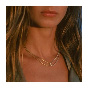 Fashion 18K Gold Plated Stainless Steel Snake Bone Chain Necklace for Women Minimalist Gold Silver Necklace Waterproof Jewelry