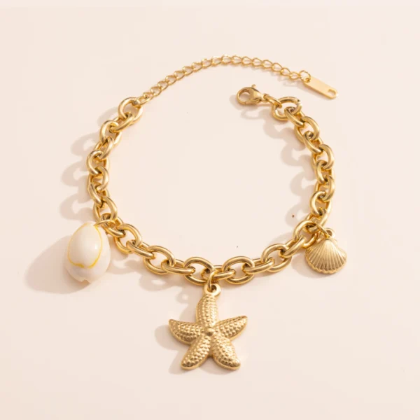 Fashion Jewelry 18K Gold Plated Ocean Pendant Charm Starfish Shell Bracelet Necklaces Women Stainless Steel Choker Necklace - Image 3