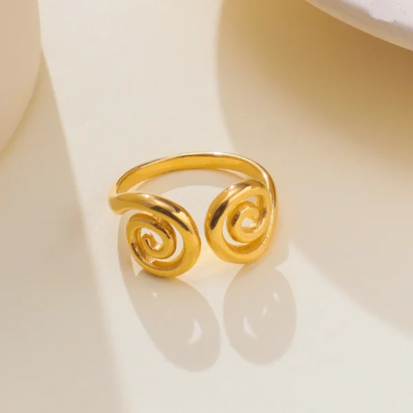 New Design Fashion 18K Gold Plated Irregular Rings Women Tarnish Free Stainless Steel Heart Open Ring Jewelry Hypoallergenic - Image 4
