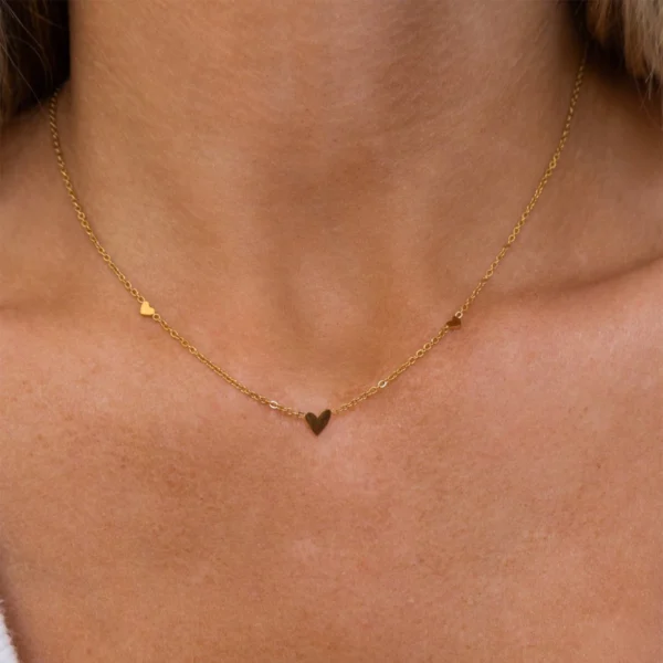 Tarnish Free 18K Gold Plated Tiny Heart Bracelets Necklace for Women Ladies Dainty Stainless Steel Chains Choker Necklace - Image 3
