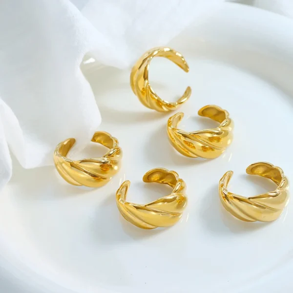Trendy 18K Gold Plated Stainless Steel Rings Jewelry Women Gift Chunky Geometric Finger Rings for Women - Image 6