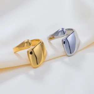 INS Fashion Minimalist 18K Gold Plated Danty Stainless Steel Open Rings for Women Girls Tarnish Free Jewelry Hypoallergenic